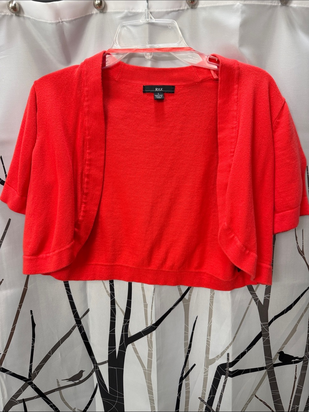 R&K Bright Red Cropped Open-Front Women's Sweater Shrug